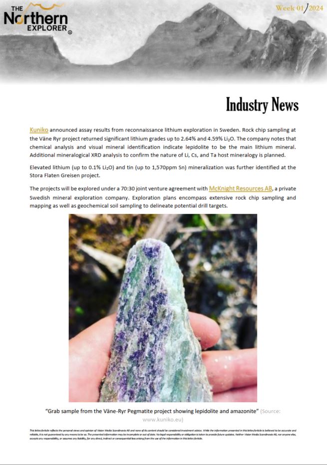 The Northern Explorer 01/24 industry news