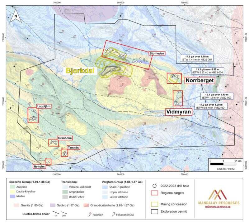 Mandalay Reports Gold From East Of Björkdal