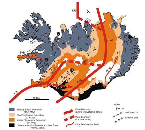 Simplified geology of Iceland. (Thordarson 2012)